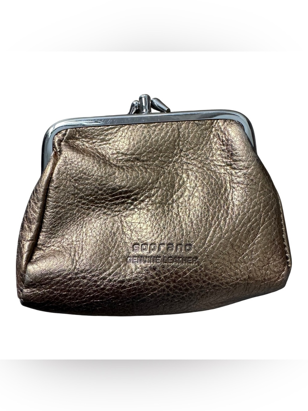 Vintage Soprano Genuine Leather Bronze Kiss Lock Coin Purses